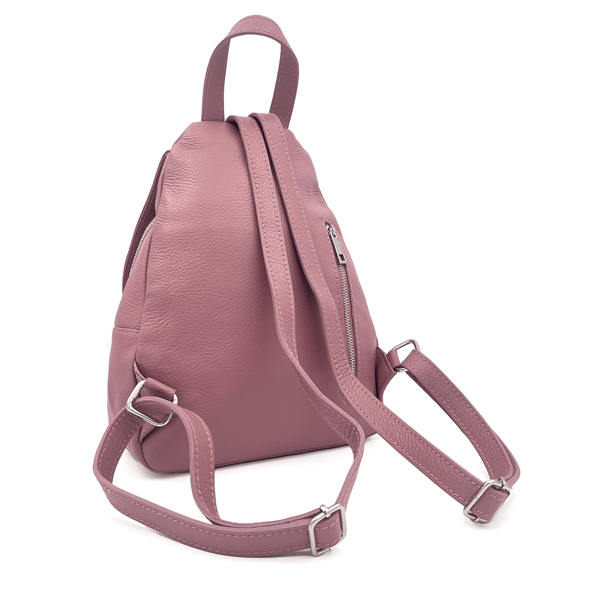 Női hátizsák természetes bőrből - rózsaszín