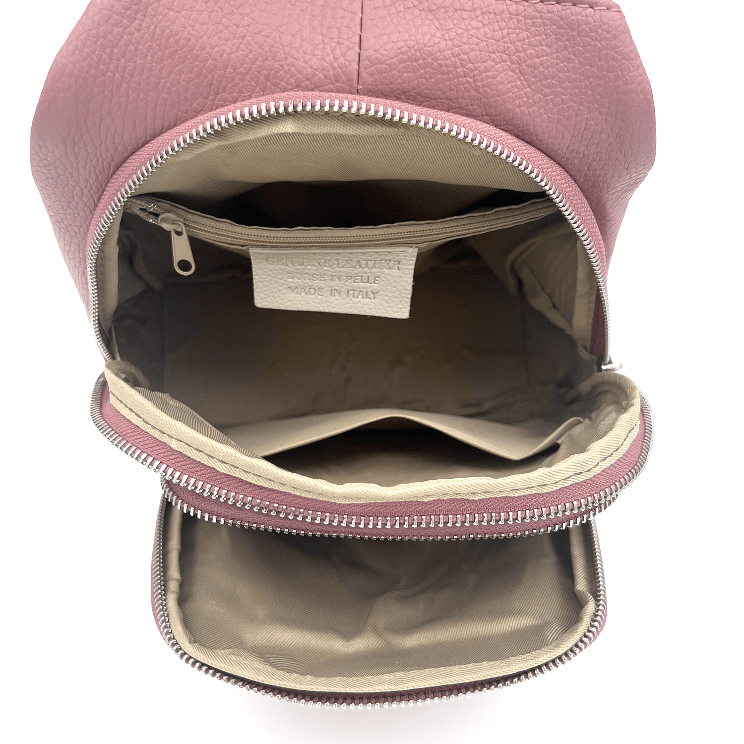 Női hátizsák természetes bőrből - rózsaszín