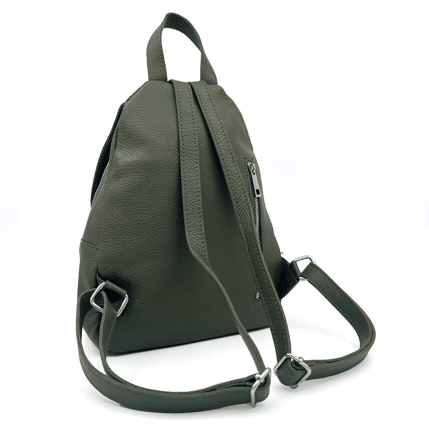Női hátizsák természetes bőrből - sötétzöld