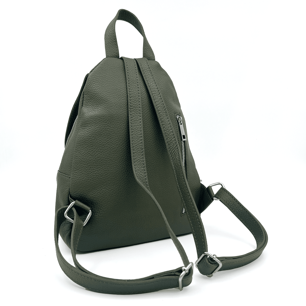 Női hátizsák természetes bőrből - sötétzöld