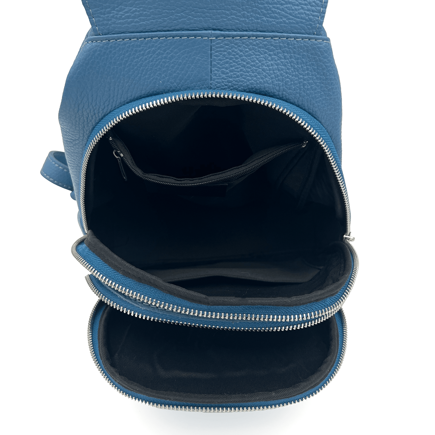 Női hátizsák természetes bőrből - világoskék