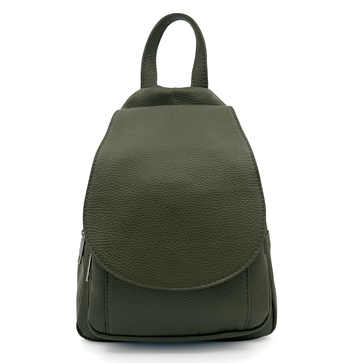 Női hátizsák természetes bőrből - sötétzöld