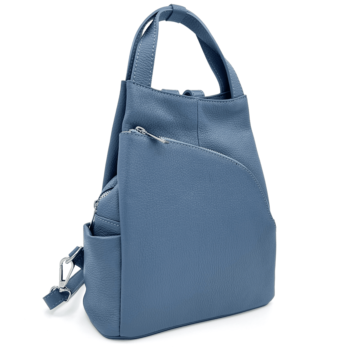 Lara természetes bőr hátizsák - világoskék