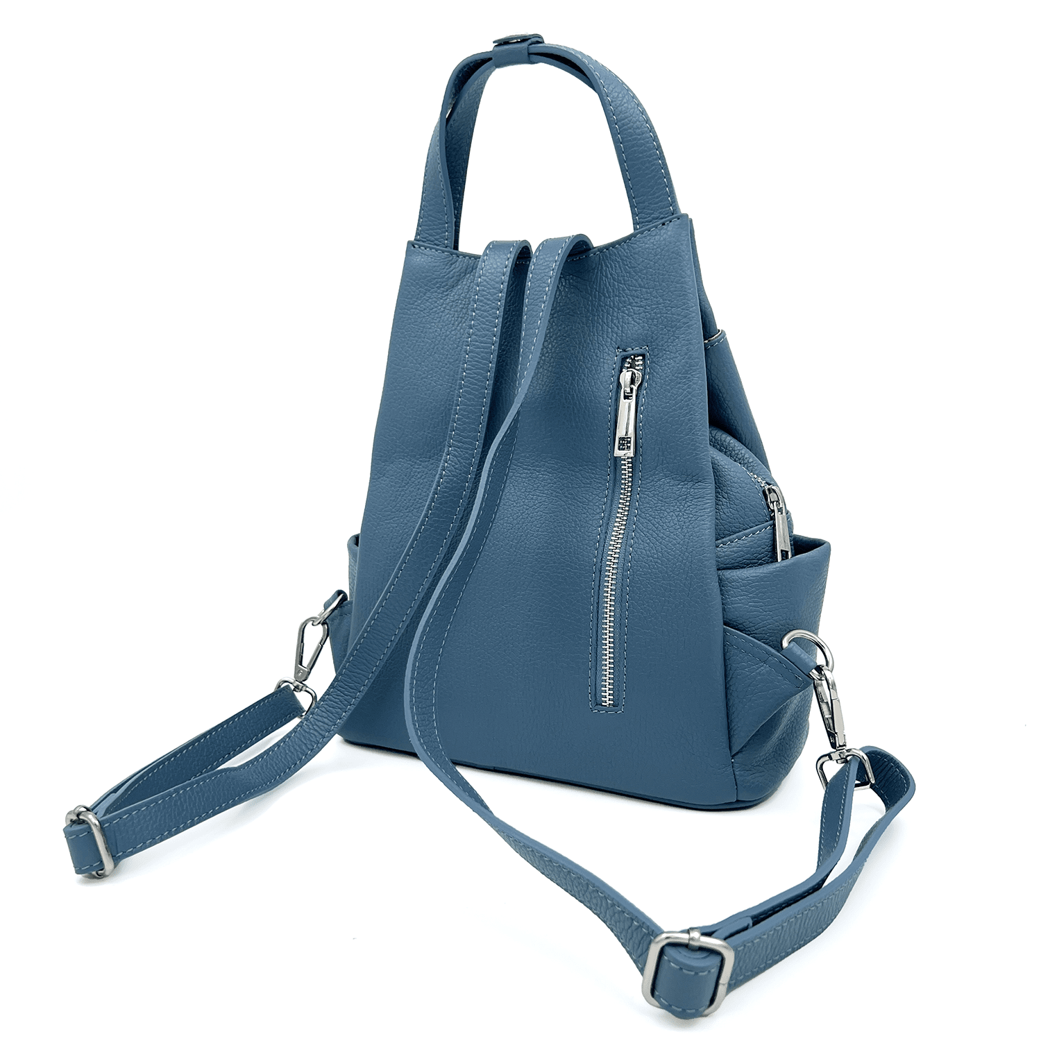 Lara természetes bőr hátizsák - világoskék