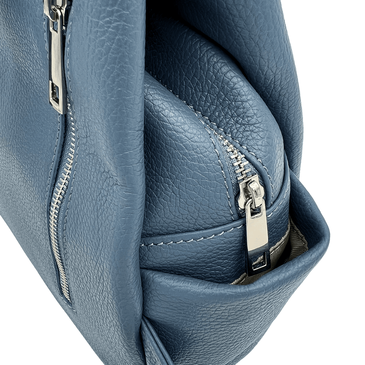 Lara természetes bőr hátizsák - világoskék