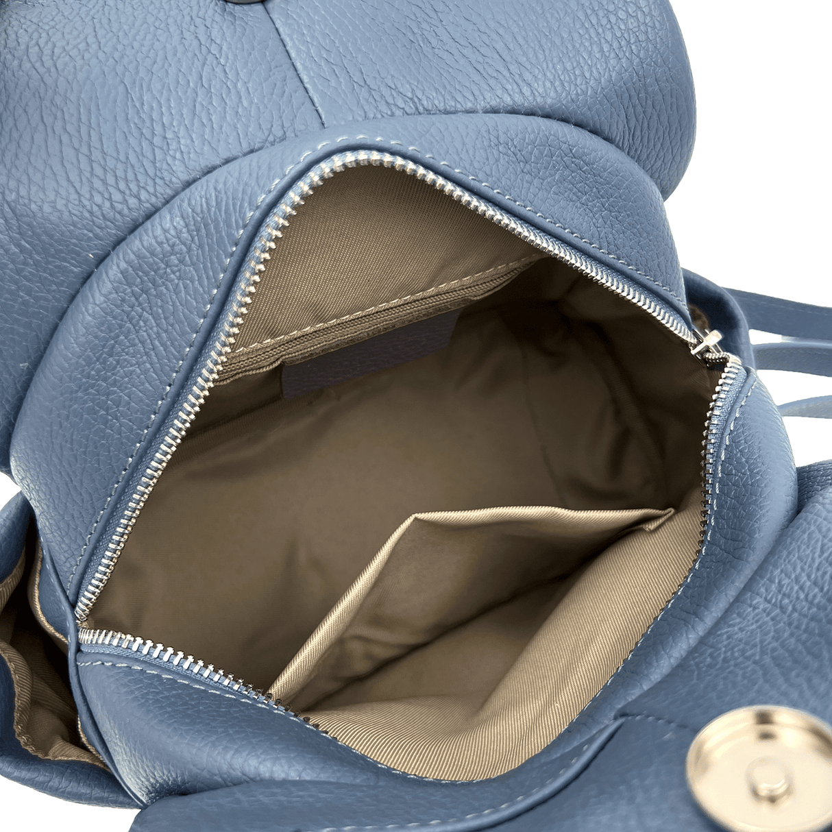 Lara természetes bőr hátizsák - világoskék