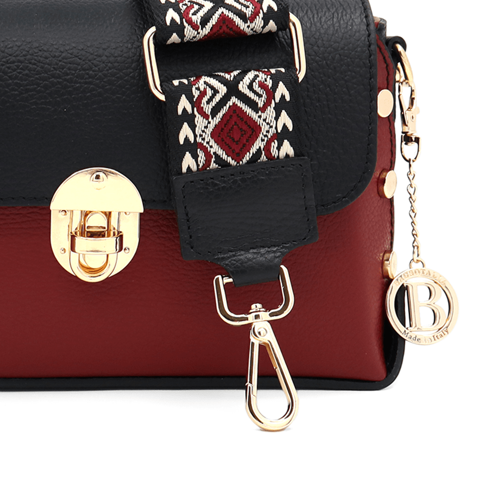 Antoanella természetes bőrből készült női táska - bordó/fekete