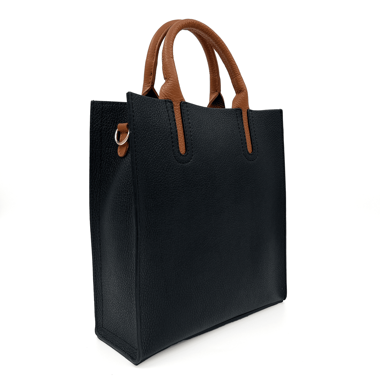 Női táska természetes bőrből Florentina - fekete/téglavörös barna