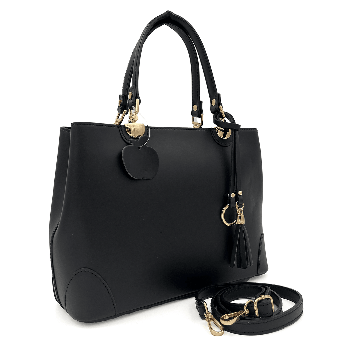 Női táska természetes bőrből Alika - fekete