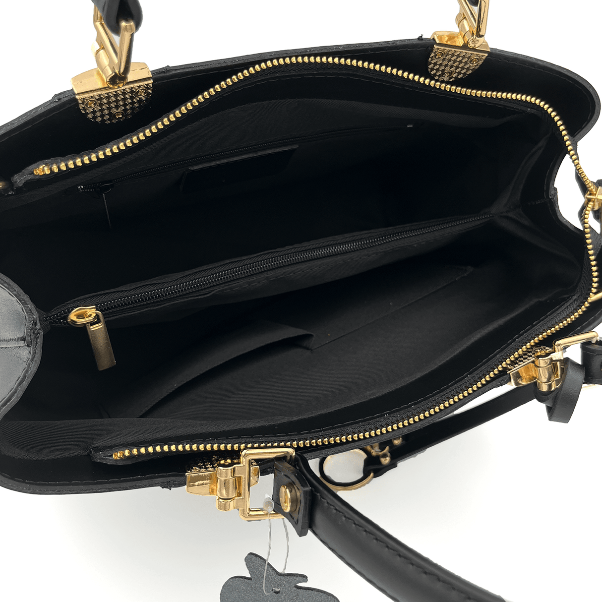 Női táska természetes bőrből Alika - fekete