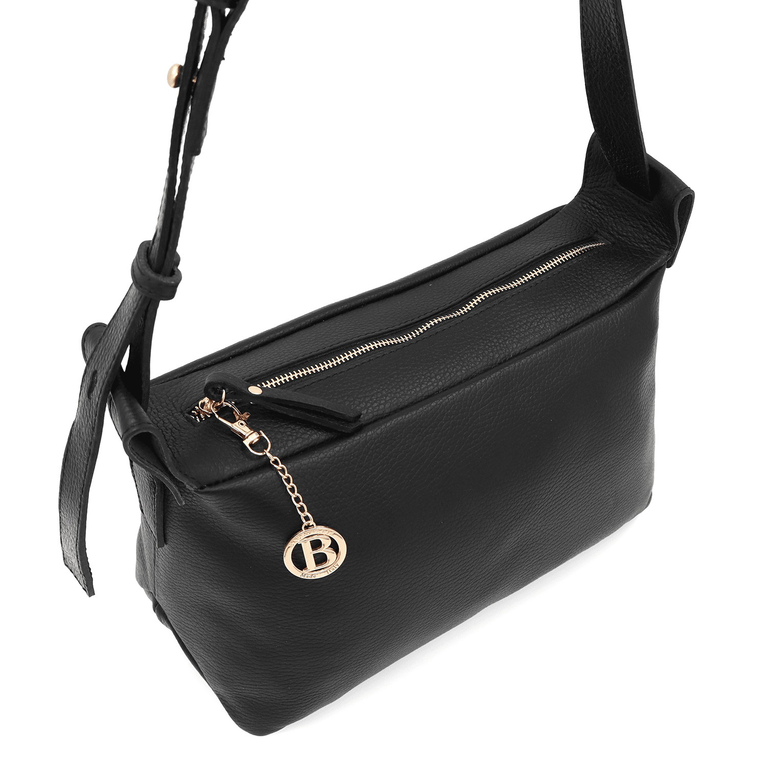 Női válltáska természetes bőrből Velia - fekete