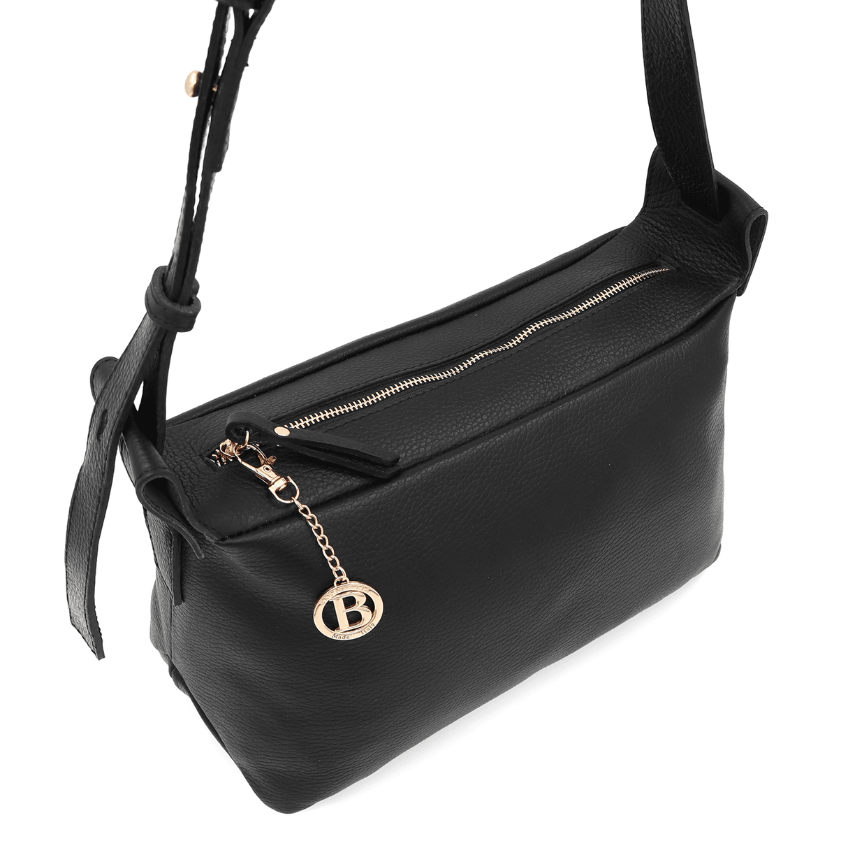 Női válltáska természetes bőrből Velia - fekete