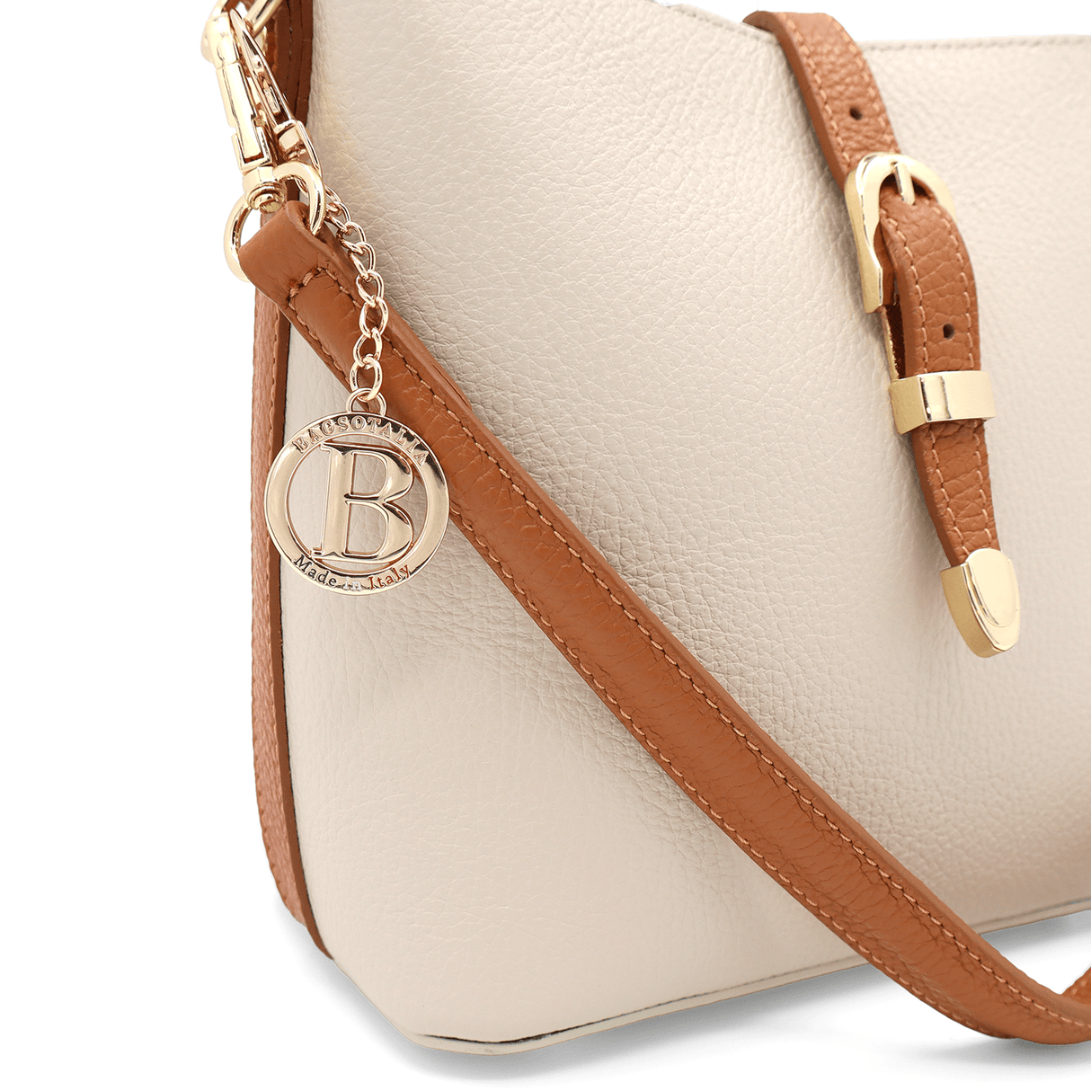 Női válltáska 2 fogantyúval természetes bőrből Alona - bézs