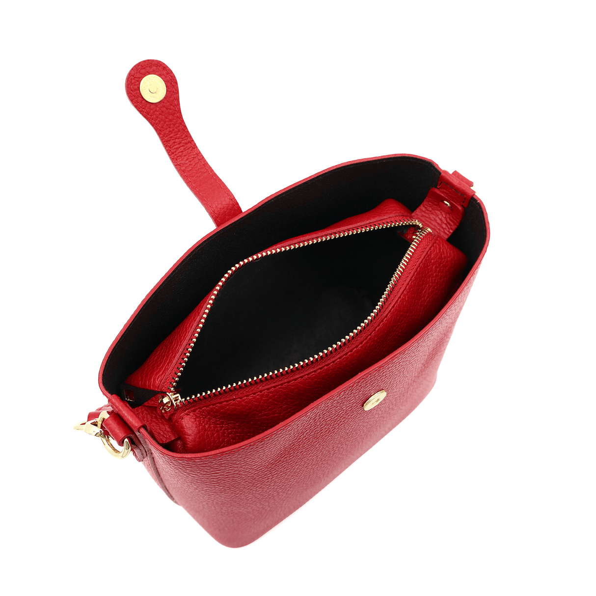 Női válltáska 2 fogantyúval természetes bőrből Alona - piros