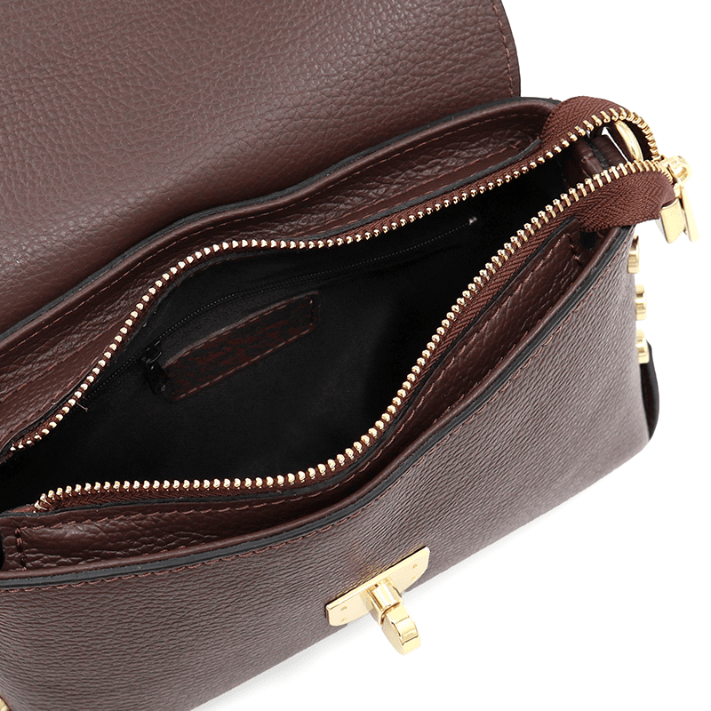 Antoanella természetes bőrből készült női táska – sötétbarna