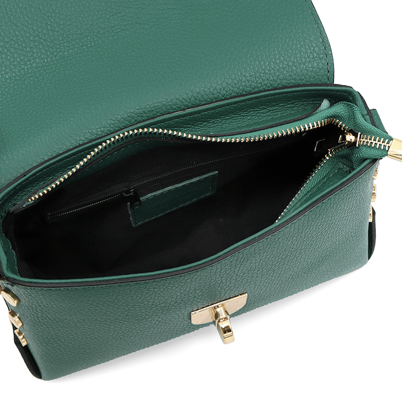 Antoanella természetes bőrből készült női táska – sötétzöld