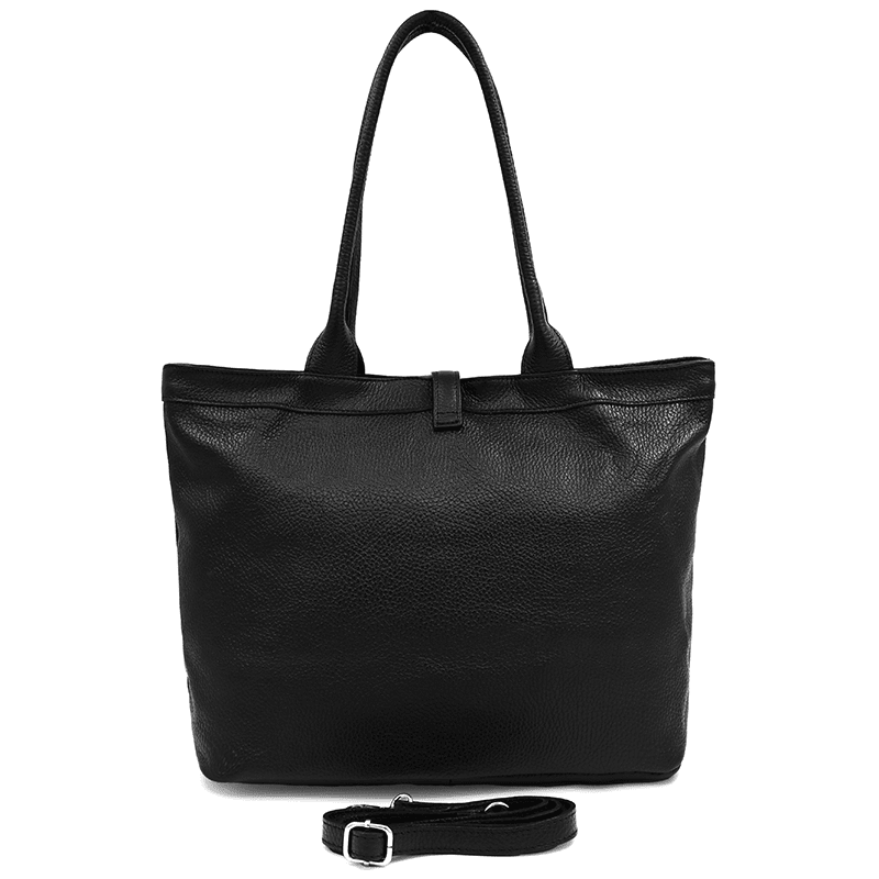 Nagy női táska természetes bőrből - fekete