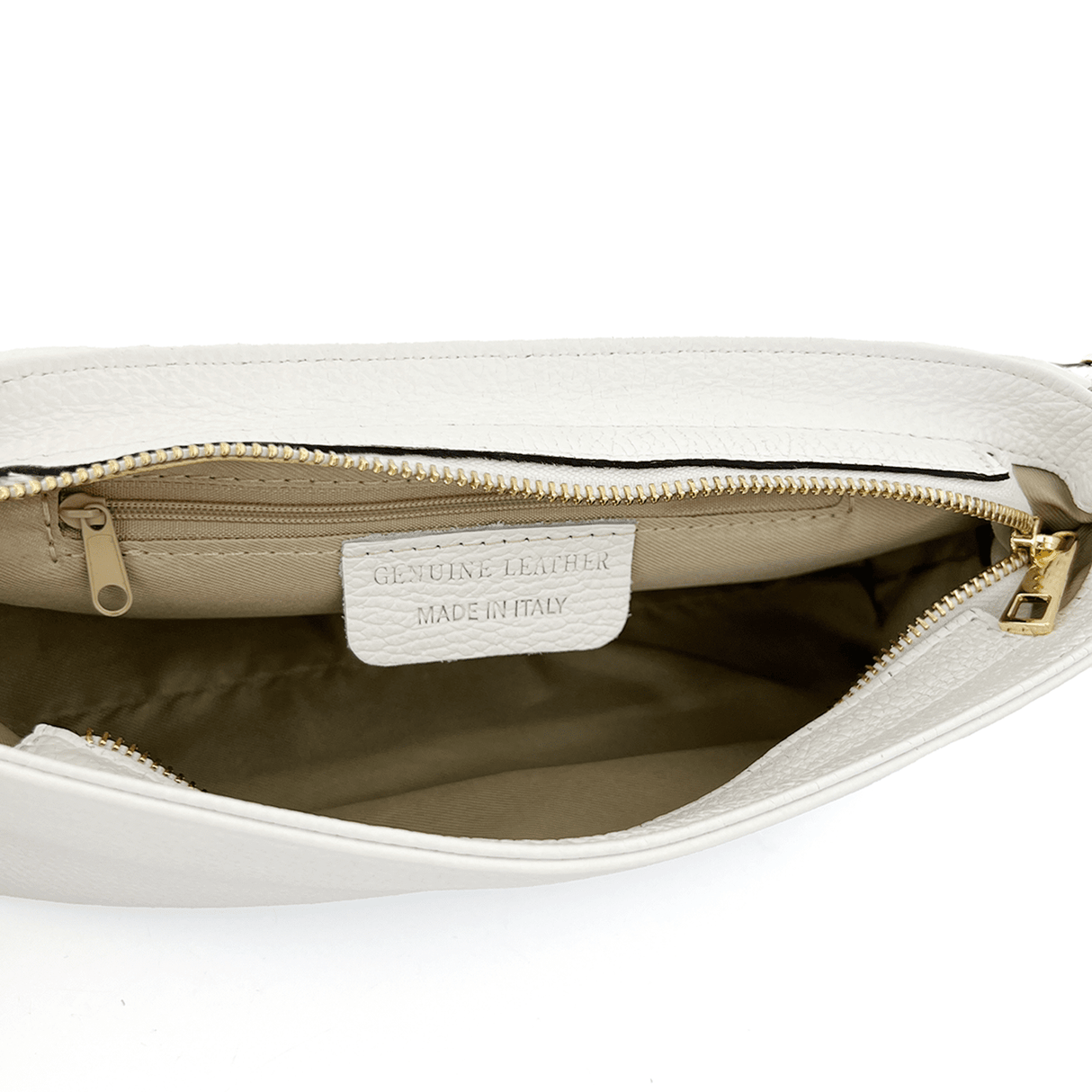 Női táska 2 fogantyúval, természetes bőrből, Napolia - fehér