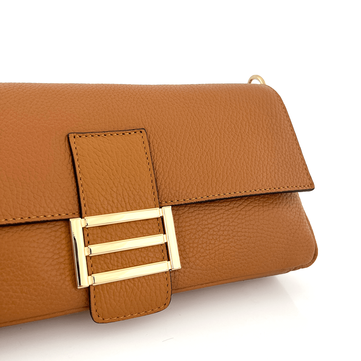 Női táska 2 fogantyúval, természetes bőrből, Napolia - cserépbarna