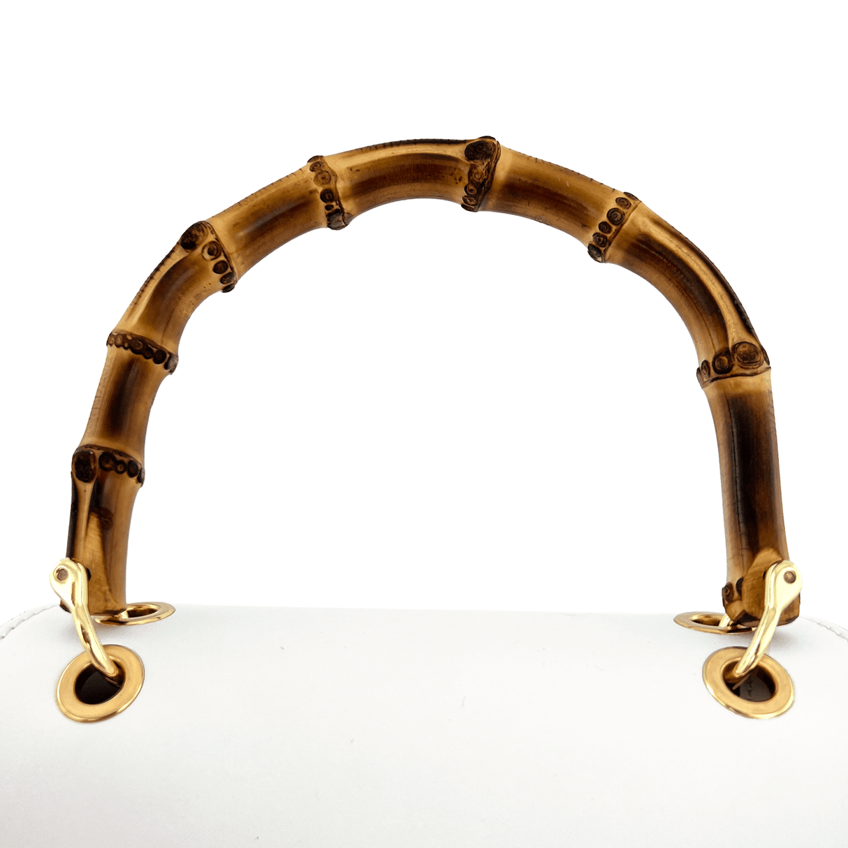 Női táska természetes bőrből, bambusz fogantyúval Ronda - fehér