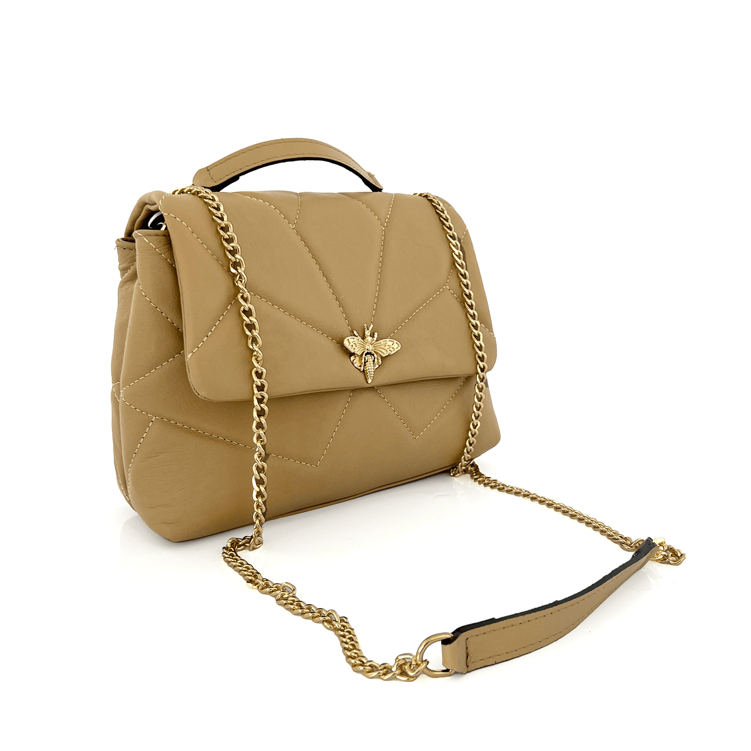 Női táska természetes bőrből, Trana - világosbarna