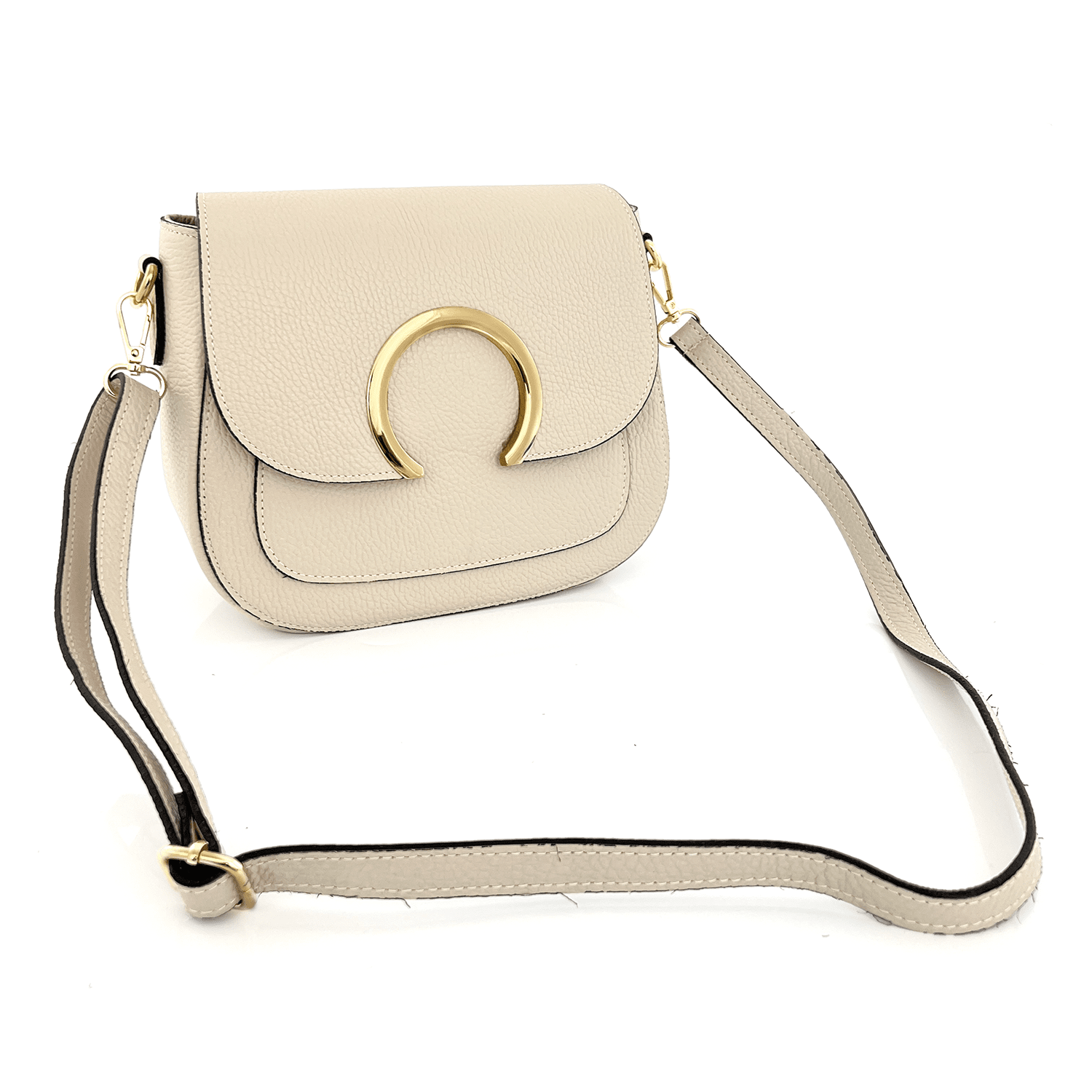 Nelina természetes bőr válltáska - bézs