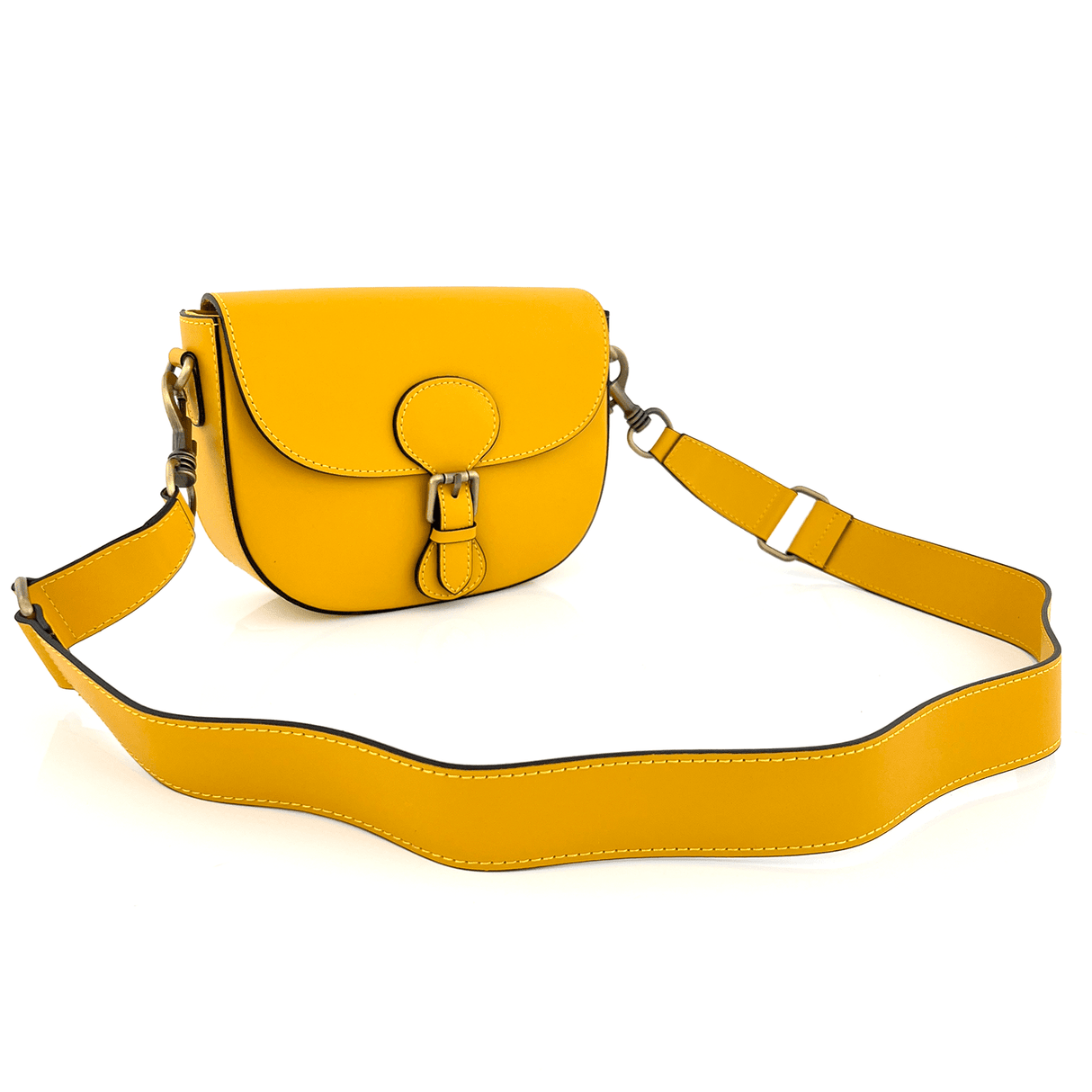 Ramona természetes bőr válltáska - mustársárga