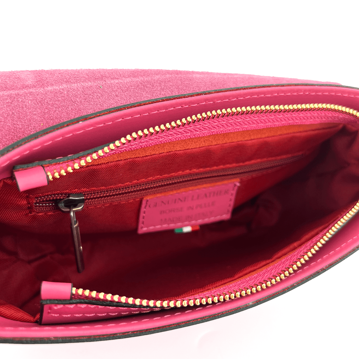 Ramona természetes bőr válltáska - fukszia