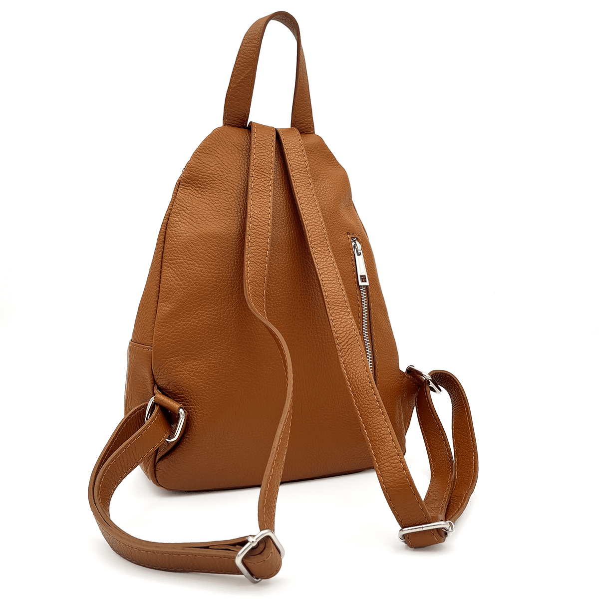 Női hátizsák természetes bőrből - cserépbarna