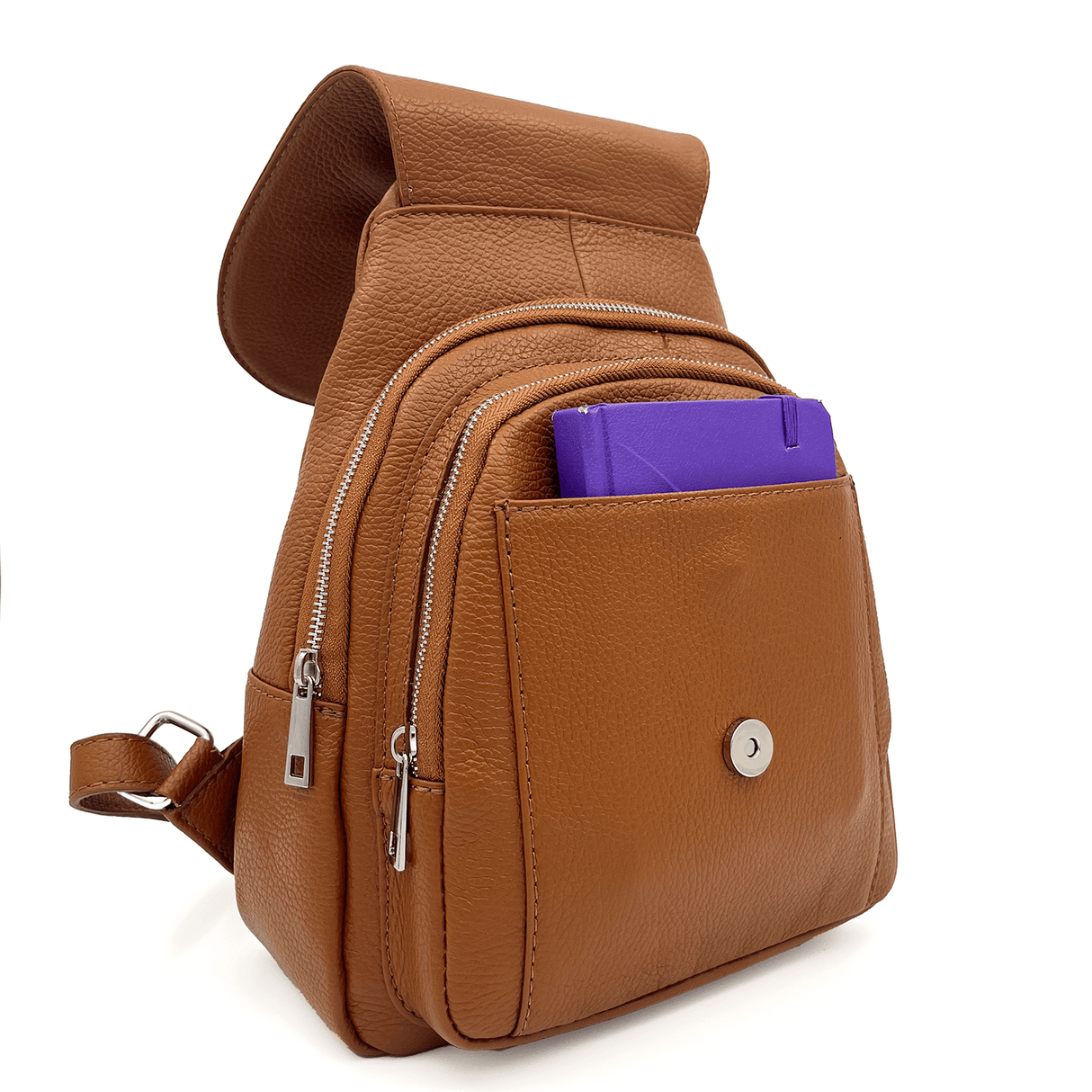 Női hátizsák természetes bőrből - cserépbarna