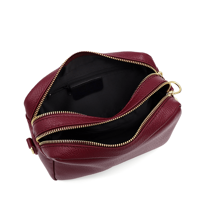 Természetes bőr válltáska 2 fogantyúval - bordó