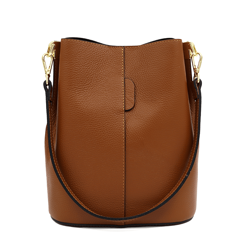 Női táska természetes bőrből, 2 fogantyúval Alba - cserépbarna