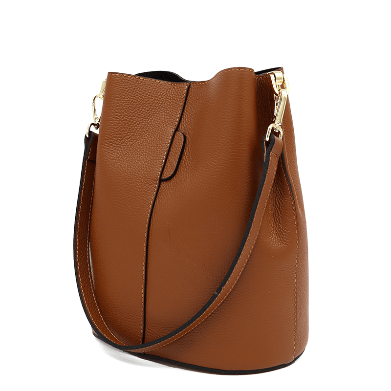 Női táska természetes bőrből, 2 fogantyúval Alba - cserépbarna