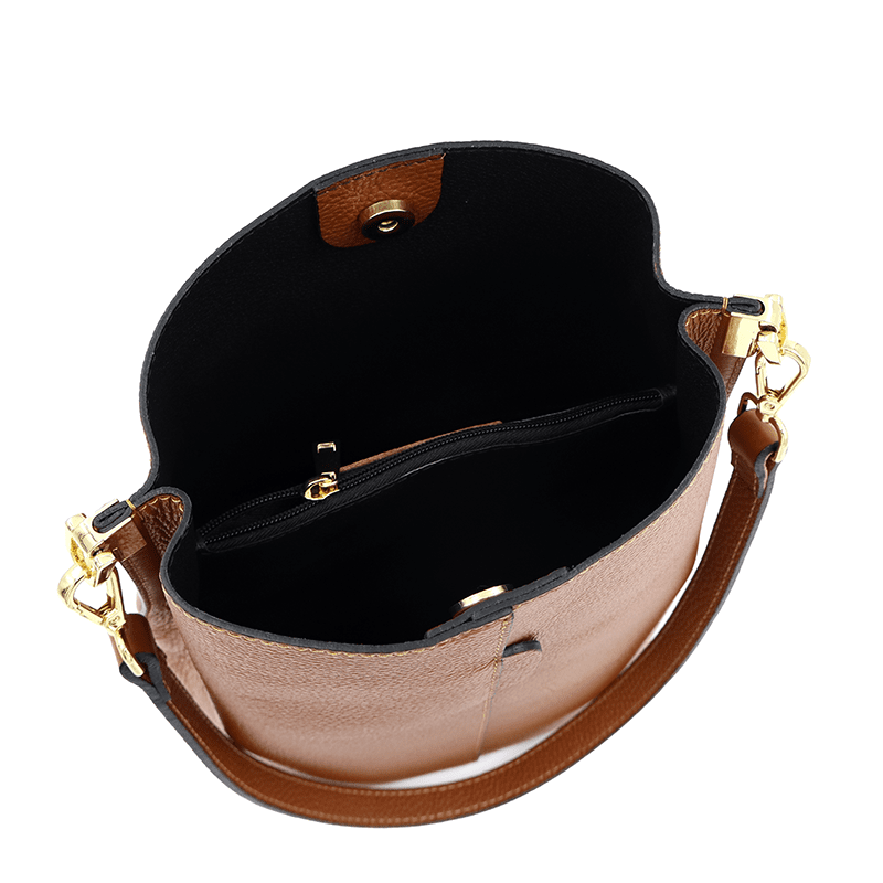 Női táska természetes bőrből, 2 fogantyúval Alba - cserépbarna