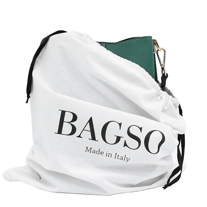 Női táska természetes bőrből, 2 fogantyúval Alba - sötétzöld