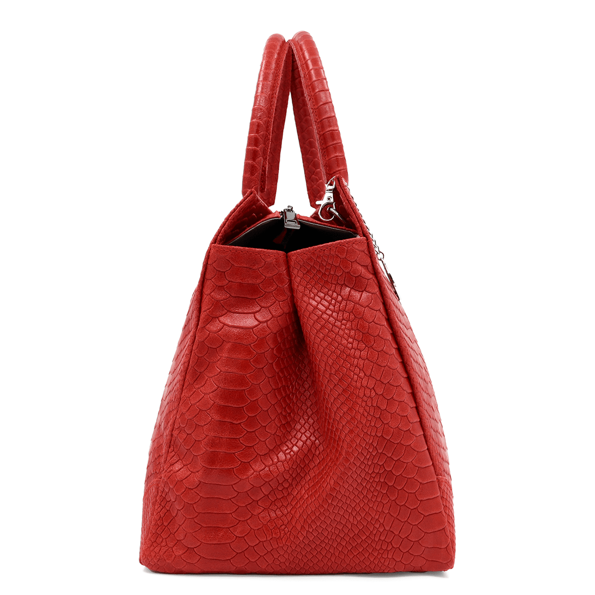 Nagy női táska természetes bőrből állati mintával Teodora - piros