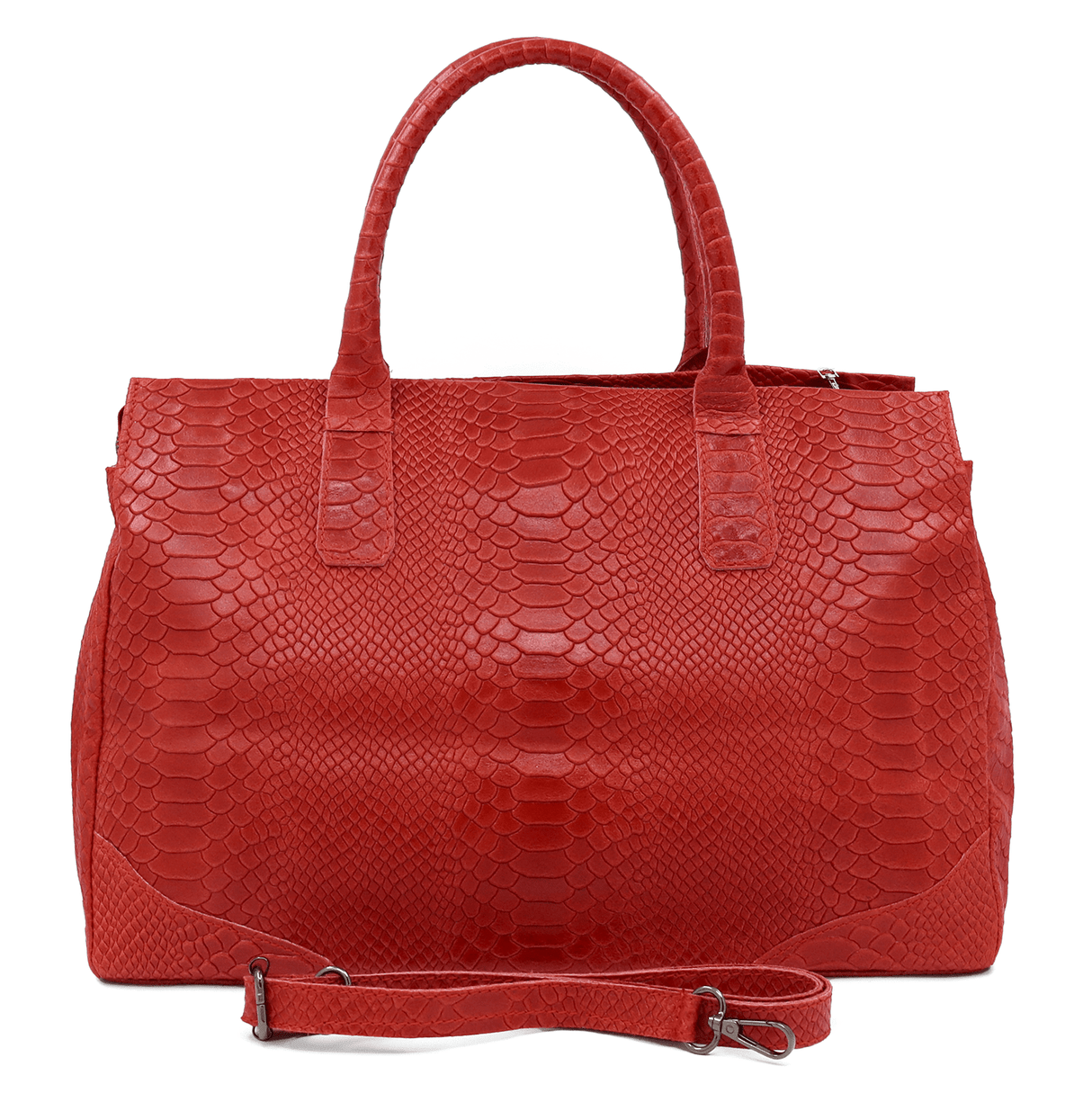 Nagy női táska természetes bőrből állati mintával Teodora - piros