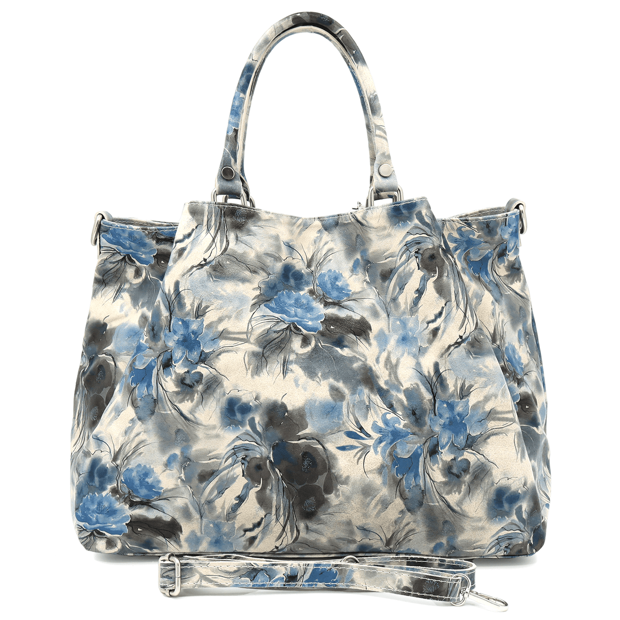 Nagy női táska természetes bőrből, Danica virágmintával