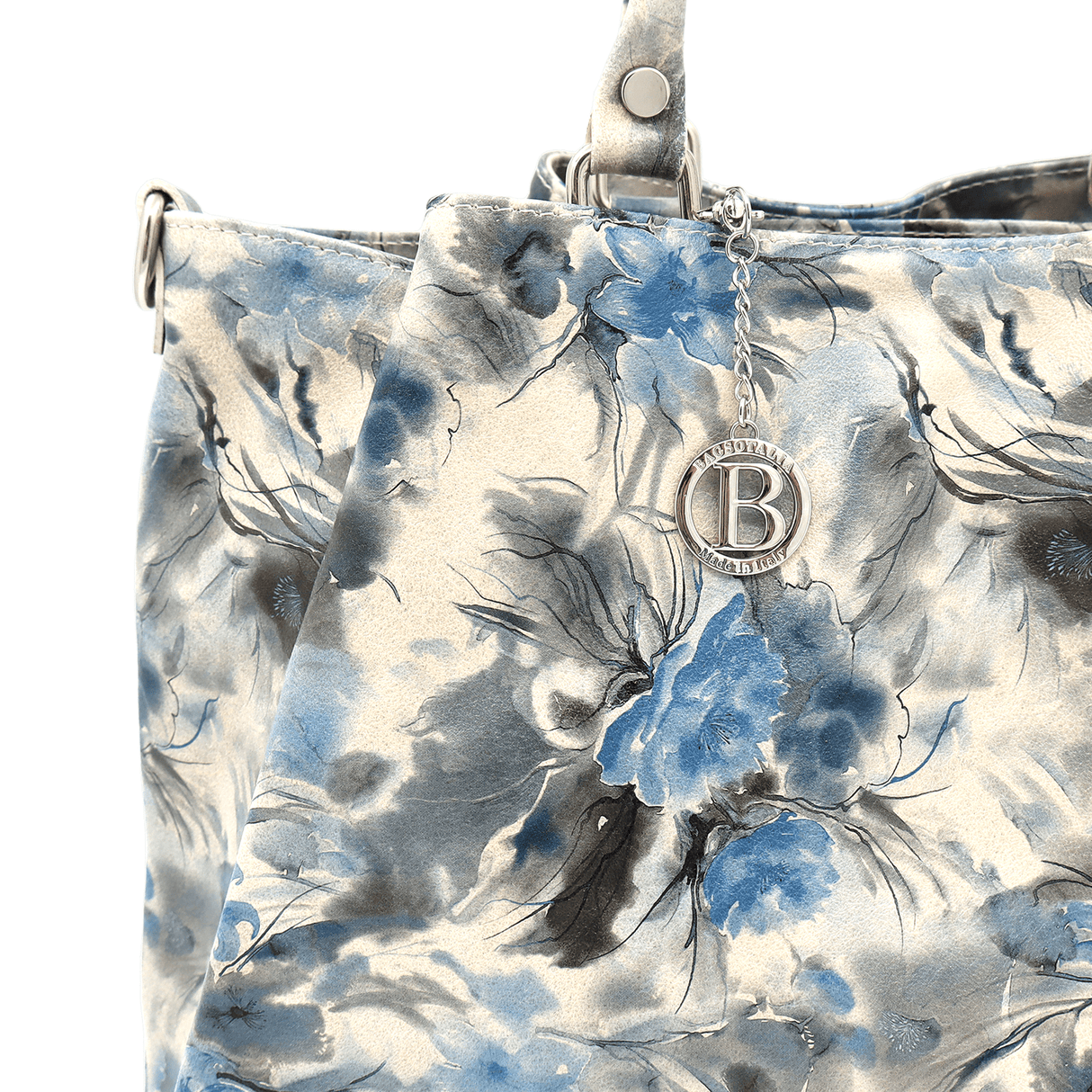 Nagy női táska természetes bőrből, Danica virágmintával