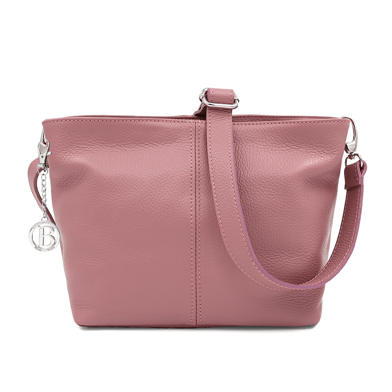 Női válltáska természetes bőrből - rózsaszín