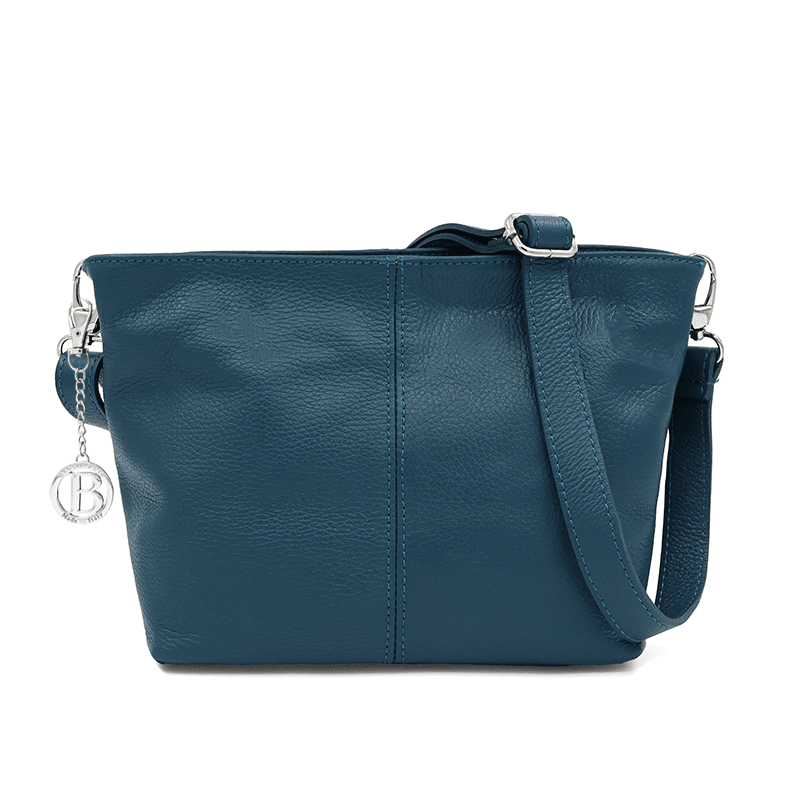 Női válltáska természetes bőrből - kék