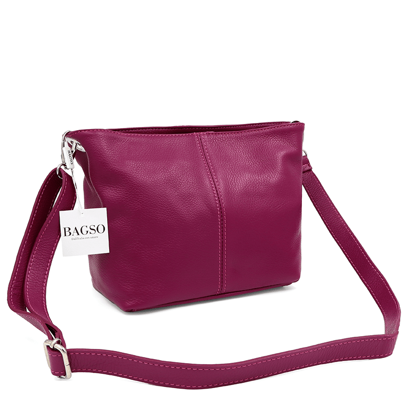 Női válltáska természetes bőrből - fukszia