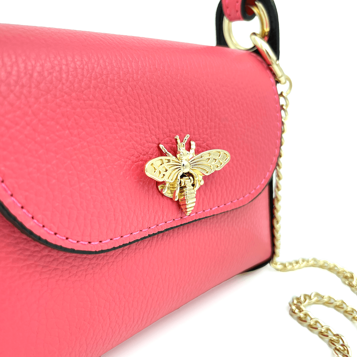 Női táska 2 fogantyúval, természetes bőrből, Alena  - korall