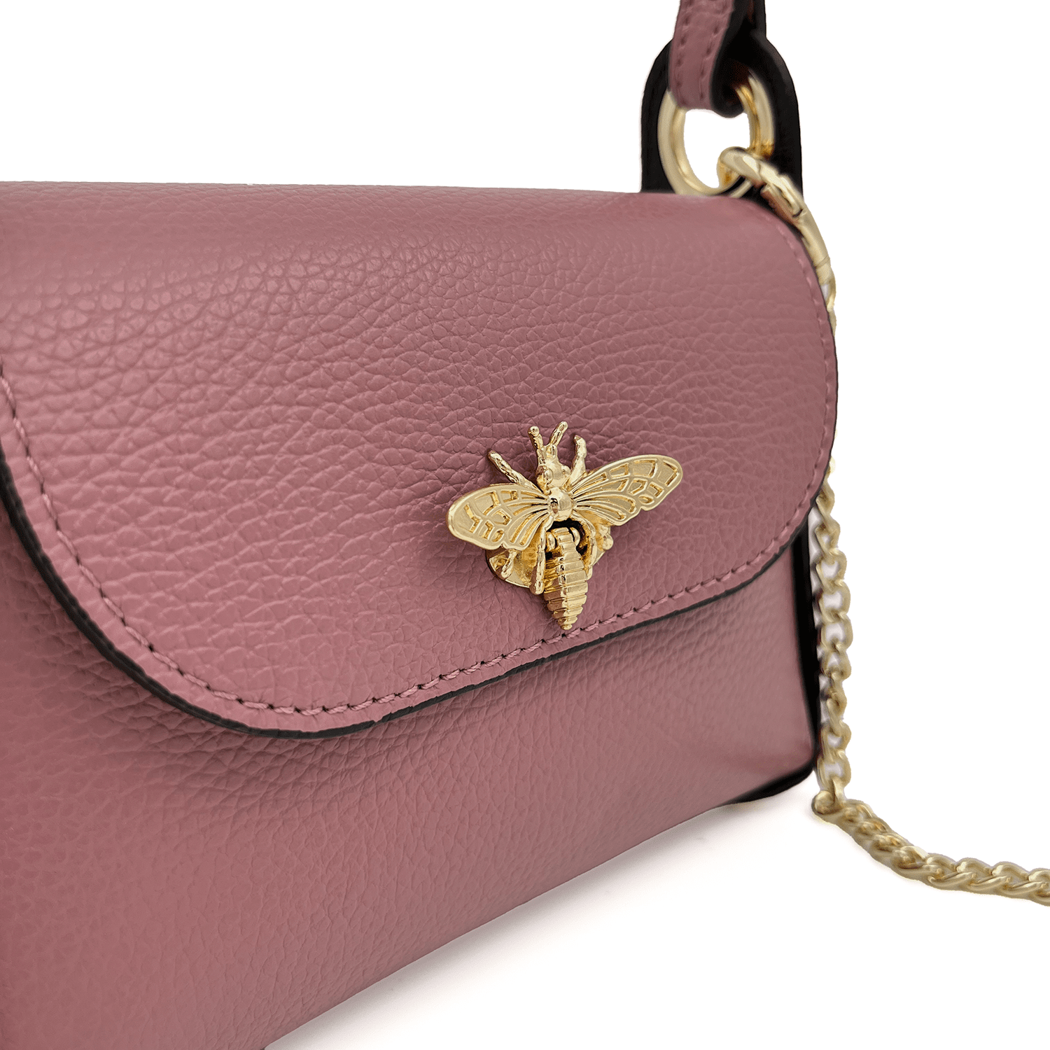 Női táska 2 fogantyúval természetes bőrből Alena  - rózsaszín