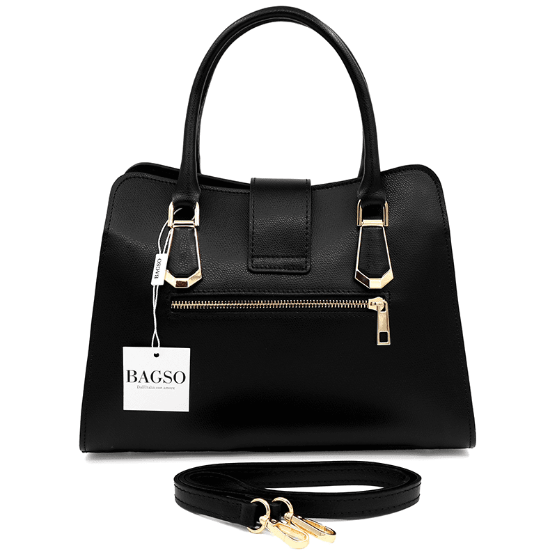 Luxus táska természetes bőrből Madelin - fekete