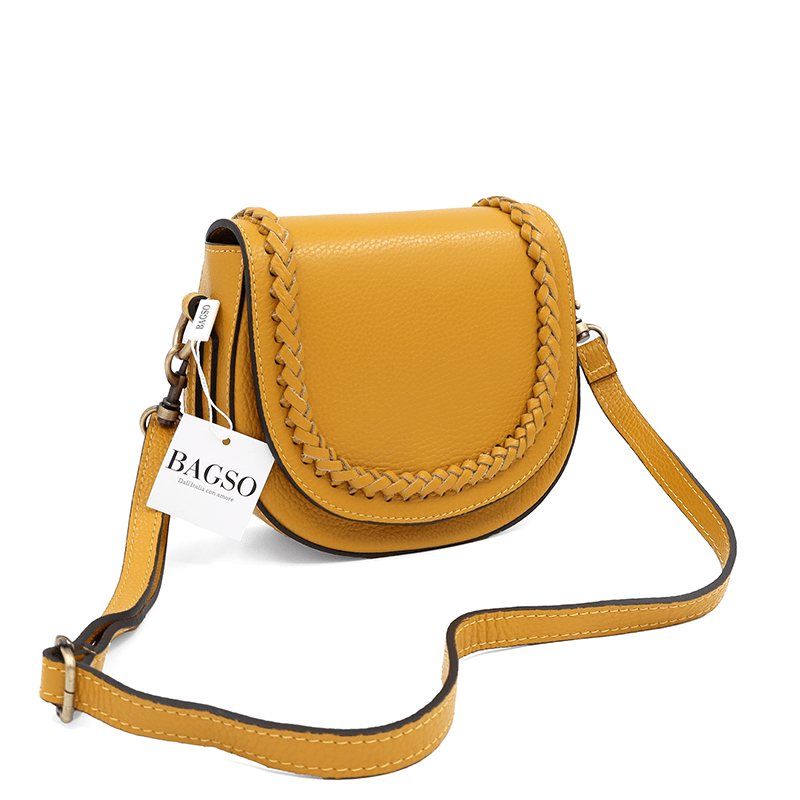 Női válltáska természetes bőrből Naomi - mustársárga