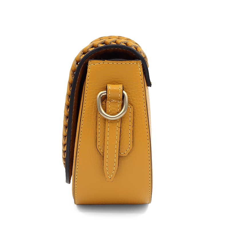 Női válltáska természetes bőrből Naomi - mustársárga