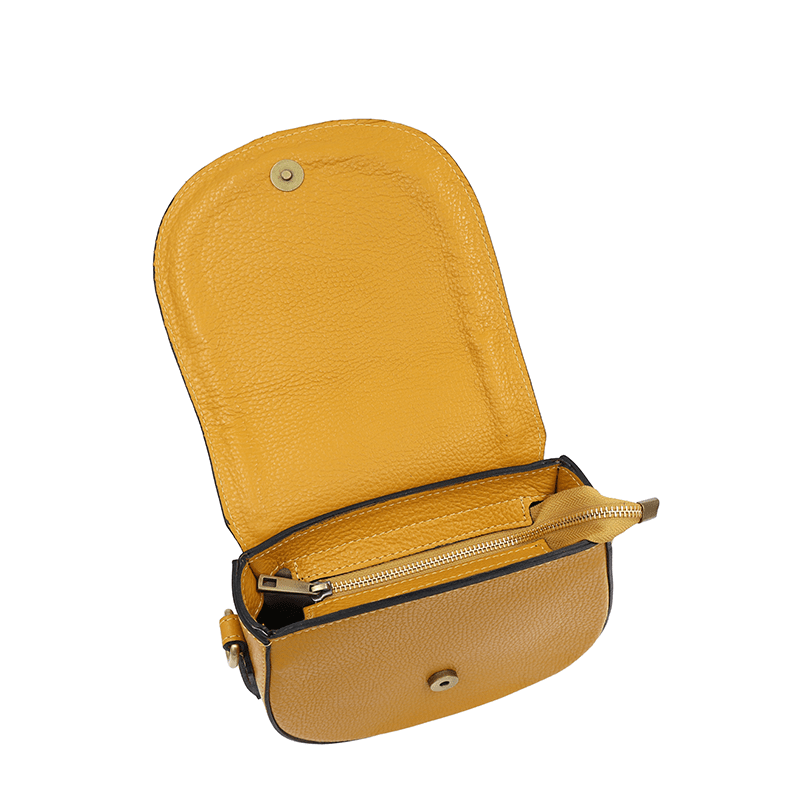 Női válltáska természetes bőrből Naomi - mustársárga