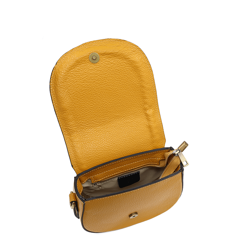 Női válltáska természetes bőrből Naomi - mustársárga