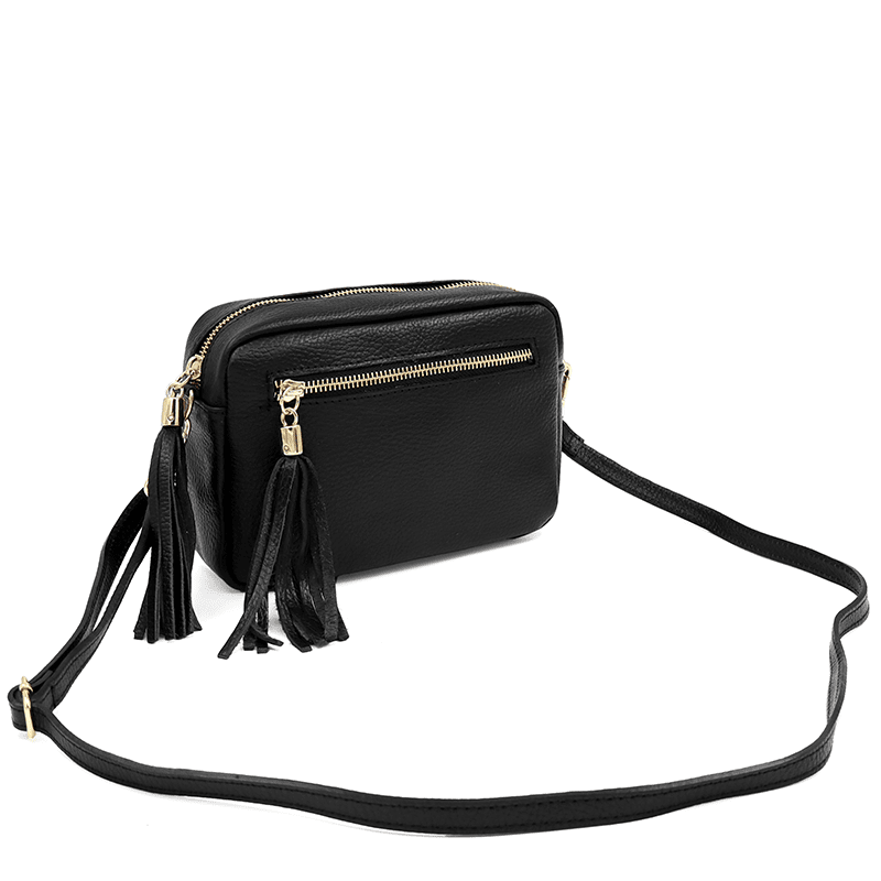 Természetes bőr válltáska - Flavia - fekete